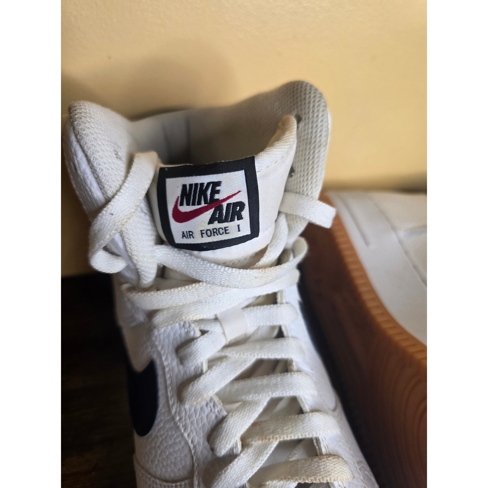 Nike Air Force 1 High White Black Gum Sole Tumbled Leather Sneakers Mens 11.5 - Picture 8 of 13